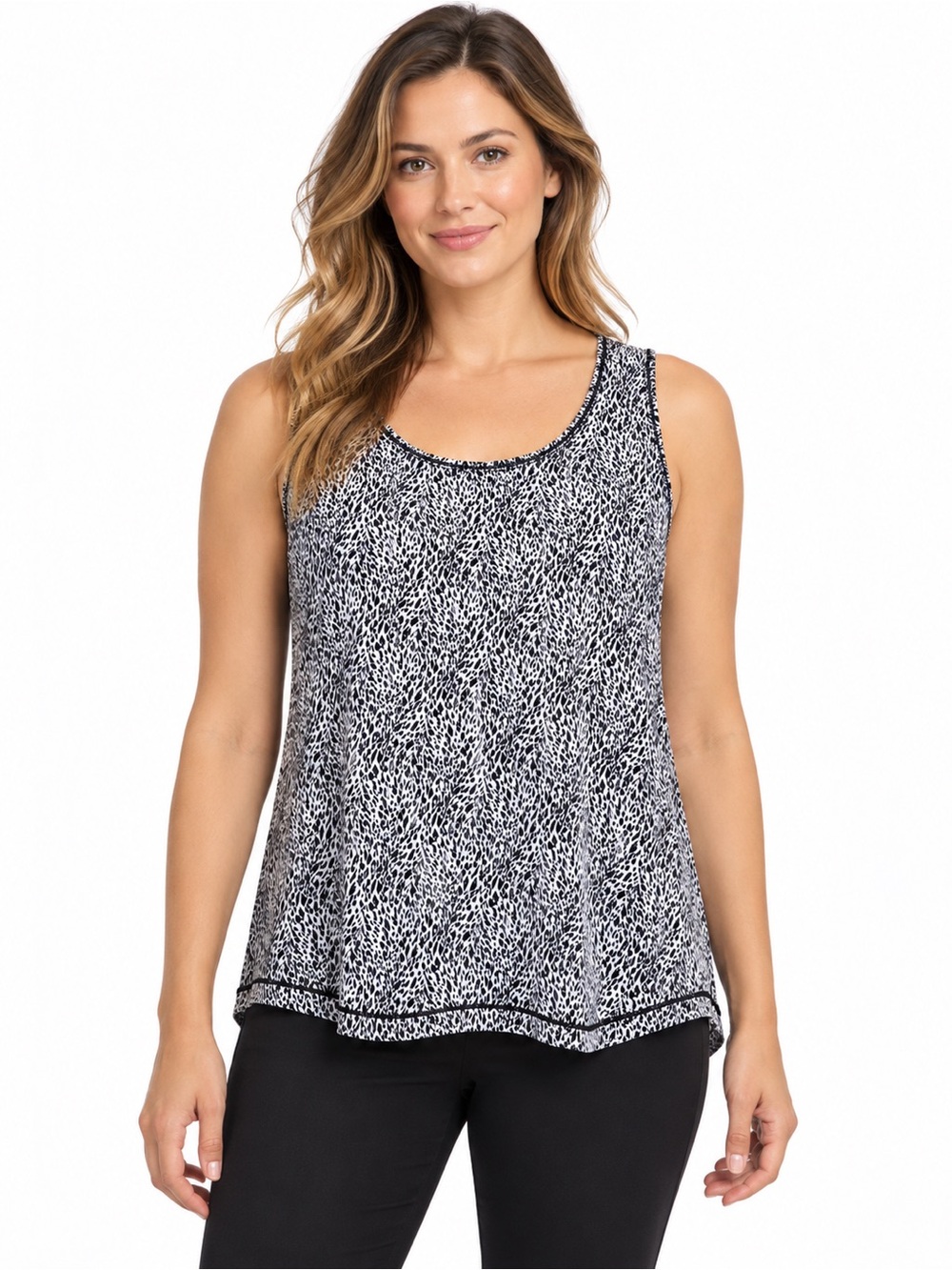 Ideology Black and White Printed Short Sleeve Tee